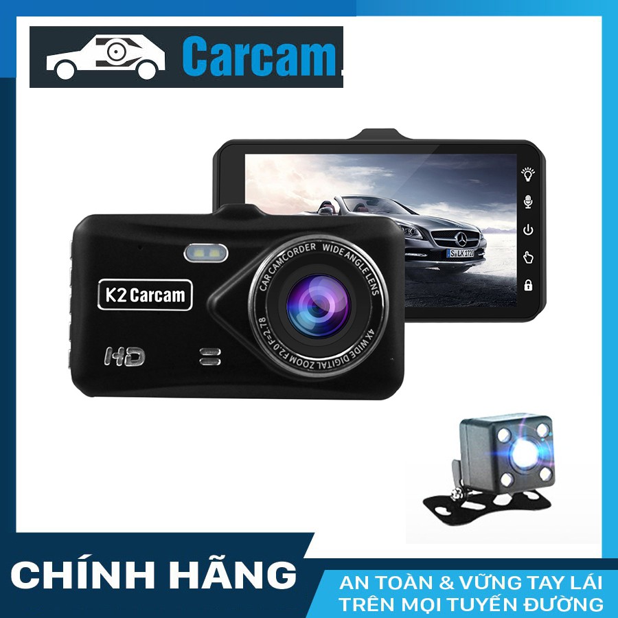 Camera hành trình ô tô K2 Touch có camera lùi + thẻ nhớ 32GB Class 10