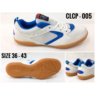 Giày cầu lông 005 trắng xám sọc xanh dương