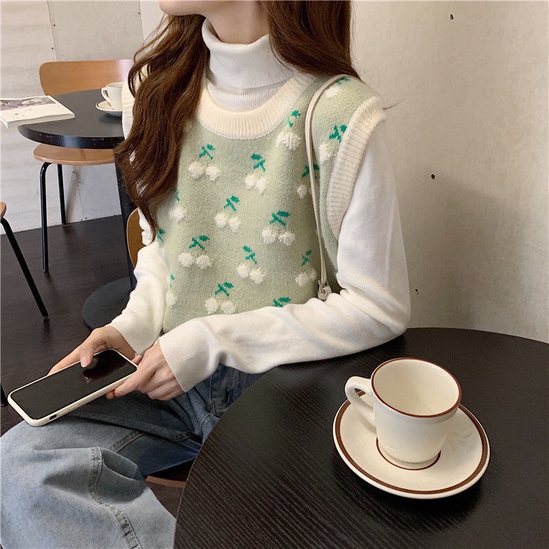 ÁO GILE LEN QUẢ CHERRY ULZZANG