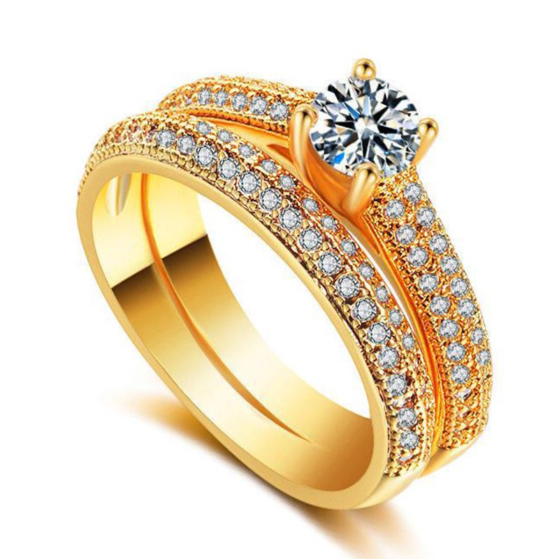 Nhẫn bạc 925 mạ vàng đính đá thời trang cho nữ