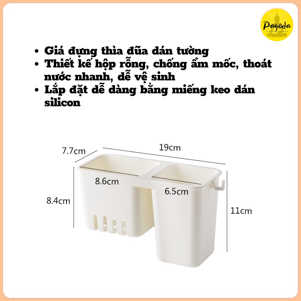 (SP mới) Hộp đựng thìa đũa 2 ngăn dán tường => Follow shop để nhận mã giảm giá