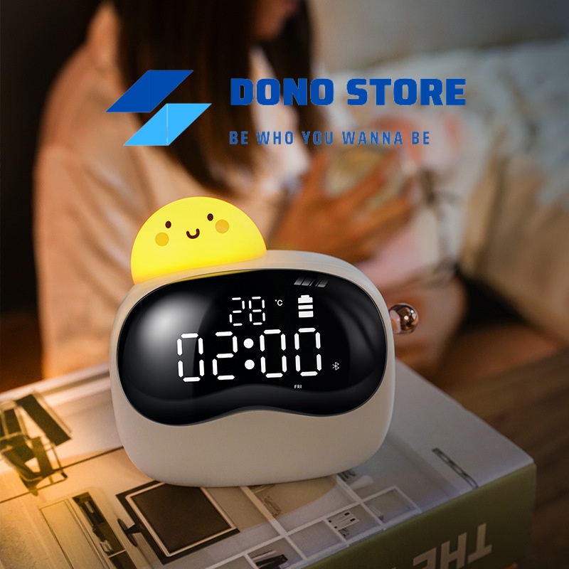❍✖Đồng hồ báo thức để bàn có đèn ngủ pin sạc kết nối điện thoại thông minh, decor trang trí phòng