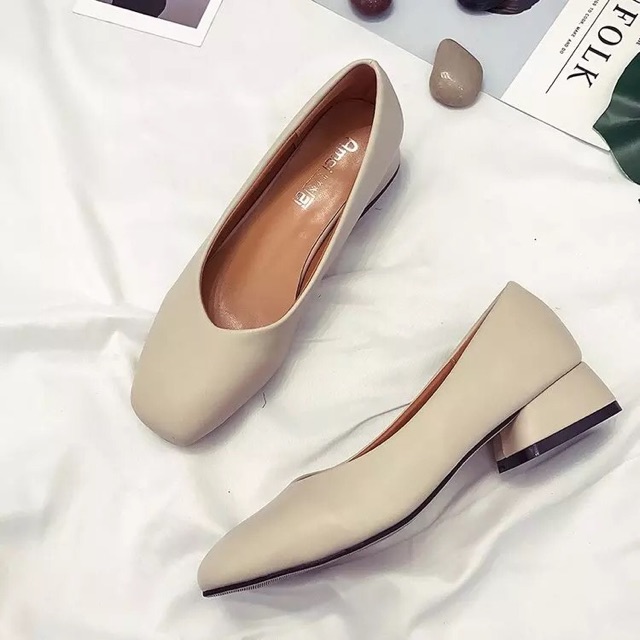 [ORDER] Giày búp bê gót 3cm giày da chắc chắn xinh xắn (có ảnh thật) | BigBuy360 - bigbuy360.vn