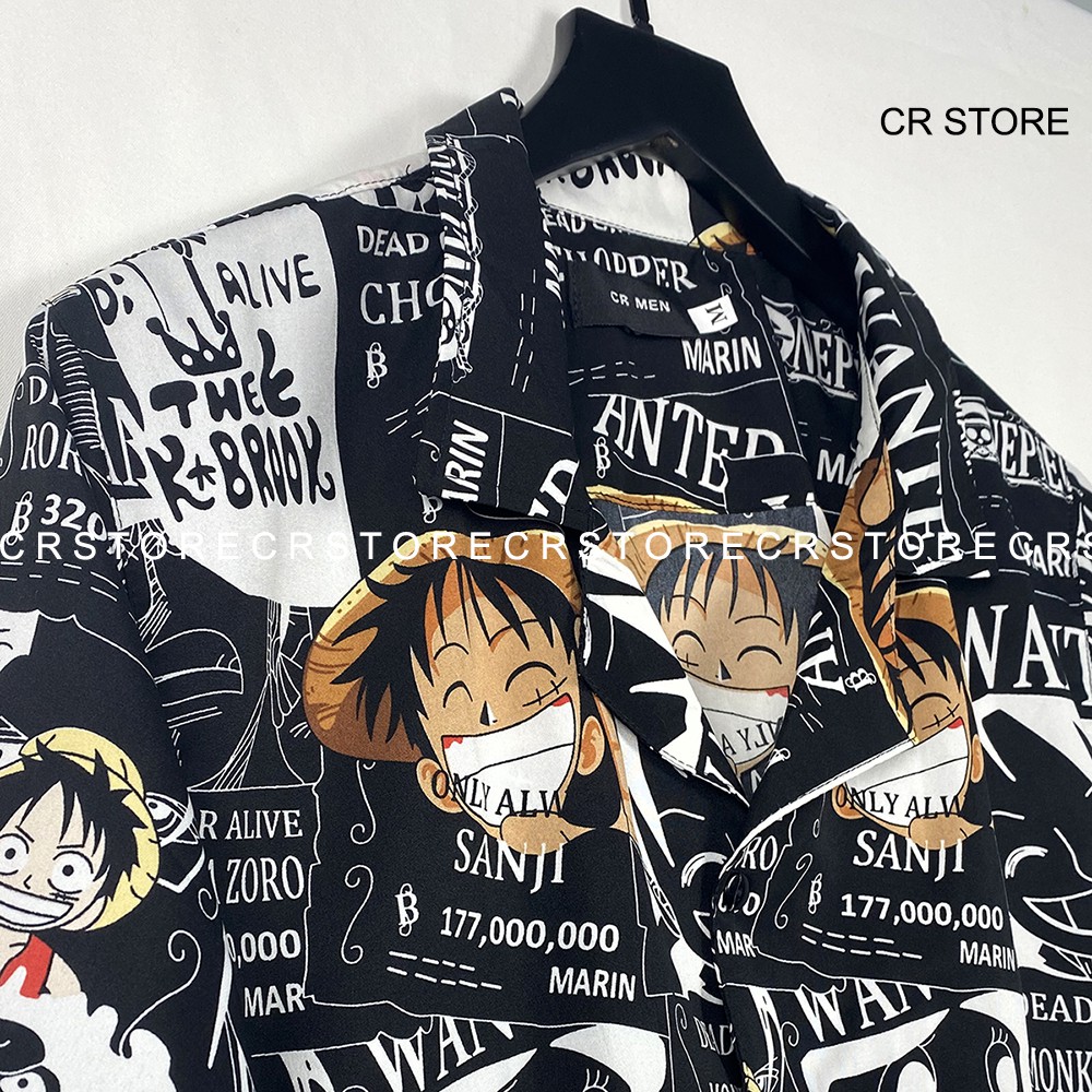 Áo sơ mi tay ngắn nam nữ URLYS form rộng sơ mi họa tiết tay lỡ cổ vest unisex ulzzang luffy