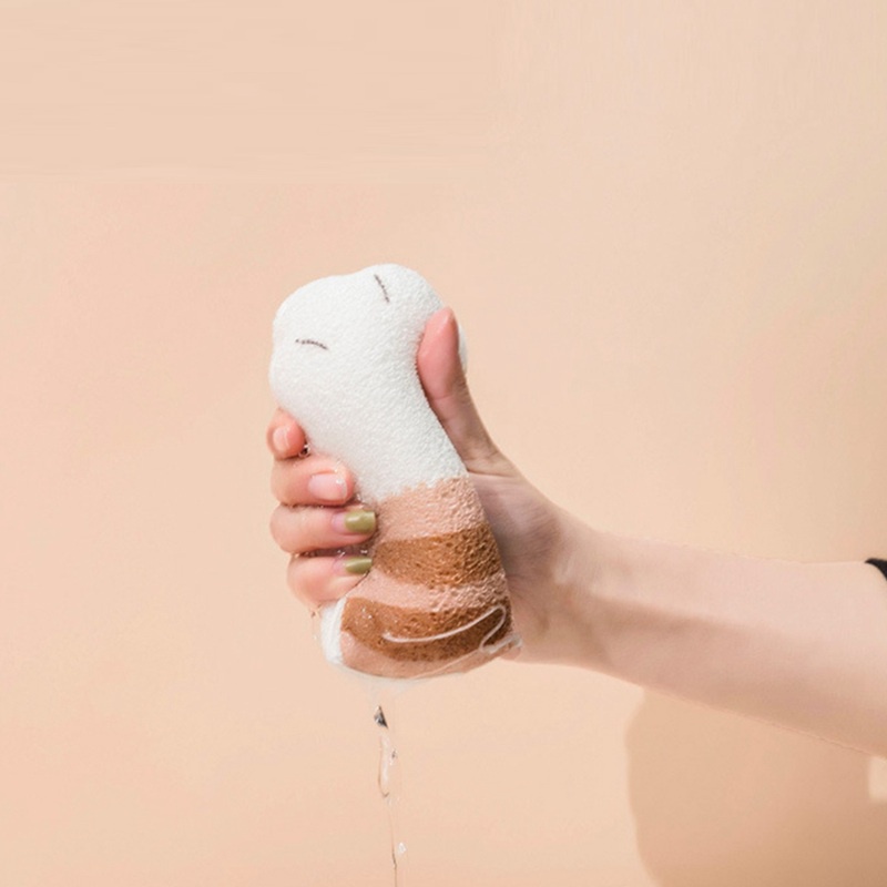 Bông Tắm Cotton Hình Móng Mèo Làm Sạch Sâu Tẩy Tế Bào Chết Chăm Sóc Da
