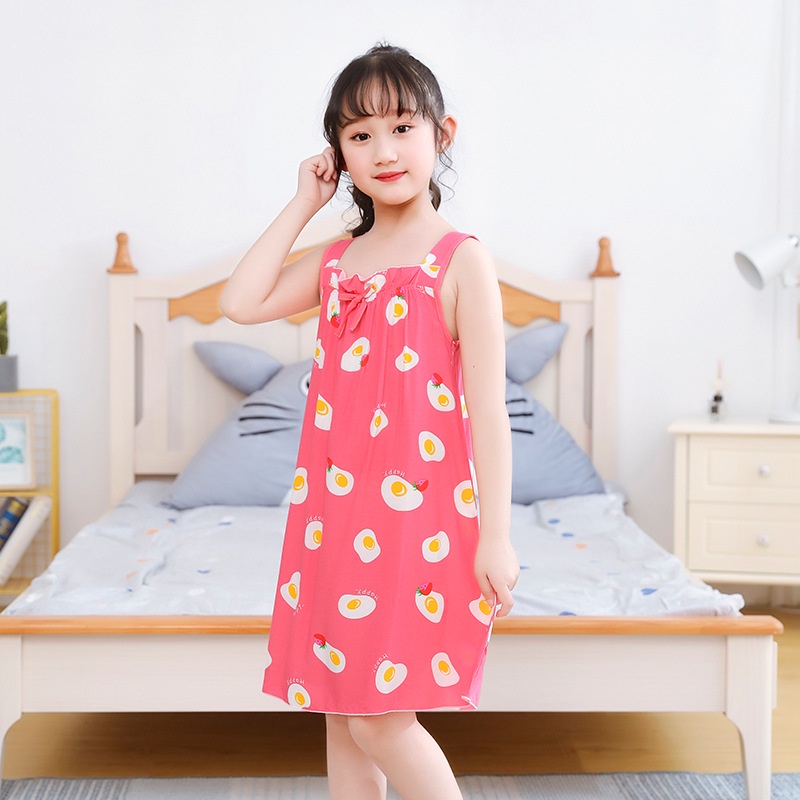 Đồ ngủ Cotton Lụa Mỏng Hai Dây Dành Cho Bé Gái