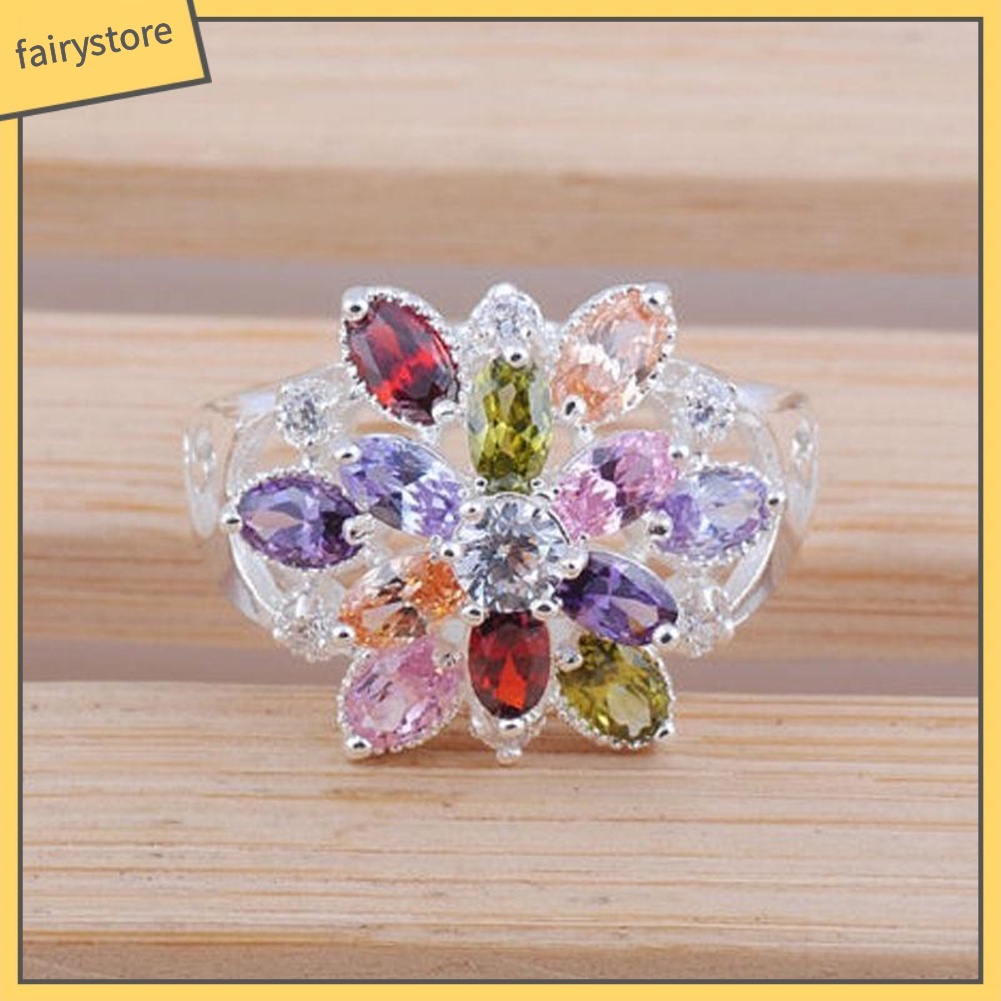 Nhẫn Đính Hôn Đính Đá Nhân Tạo Nhiều Màu Dành Cho Nữ