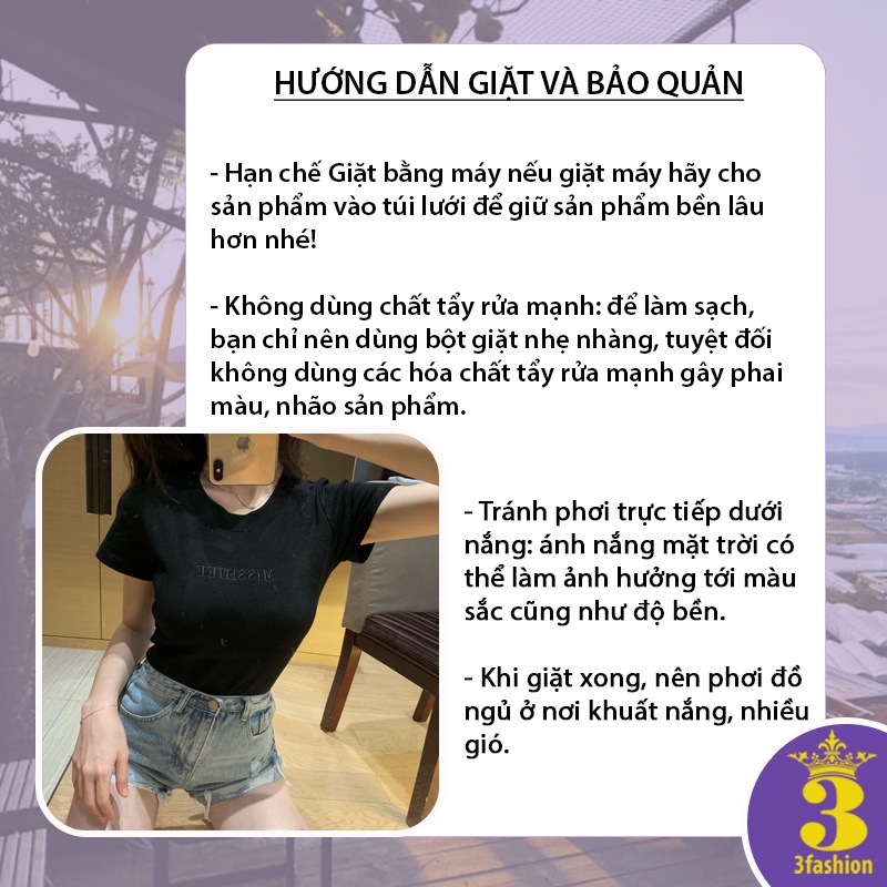 Áo Thun Nữ Dáng Ôm Tay Ngắn Cổ Tròn Thêu Chữ Màu Trơn Vải Mềm Êm Ái Trẻ Trung - MSP T03