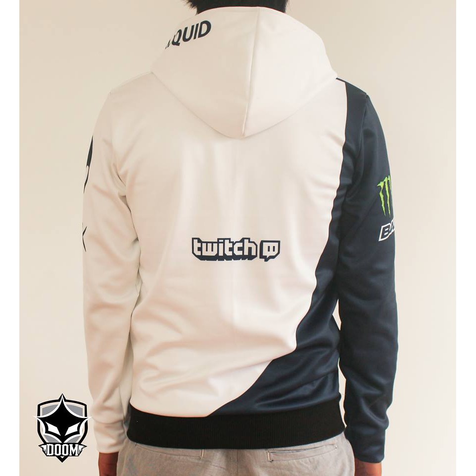 Áo khoác Hoodie Zipper Liquid trắng xanh