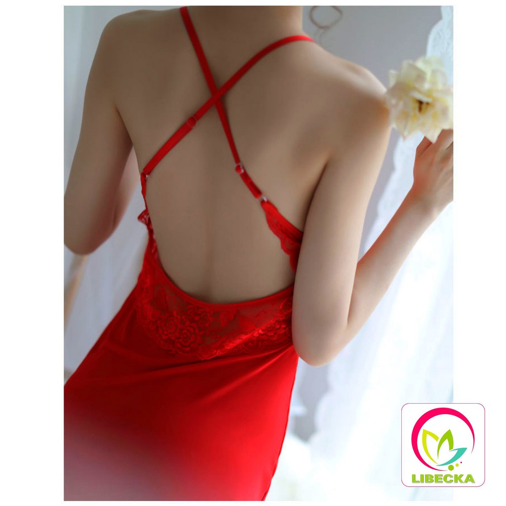 Váy ngủ đẹp dễ thương Ren 2 dây Sexy gợi cảm voan xuyên thấu quyến rũ phong cách Hàn Quốc cao cấp LIBECKA VAN13