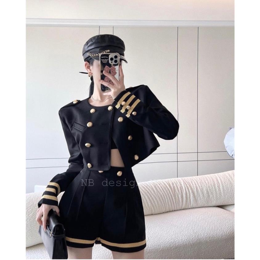 [ 𝐅𝐑𝐄𝐄 𝐒𝐇𝐈𝐏 ] SÉT ÁO 2 HÀNG CÚC VIỀN NHŨ VÀNG MIX QUẦN SOOC