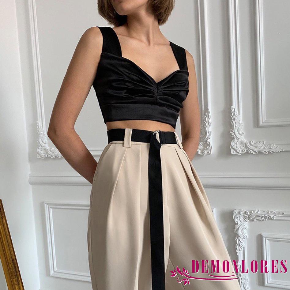 Áo Croptop Sát Nách Cổ Chữ V Thiết Kế Hở Lưng Quyến Rũ Cho Nữ