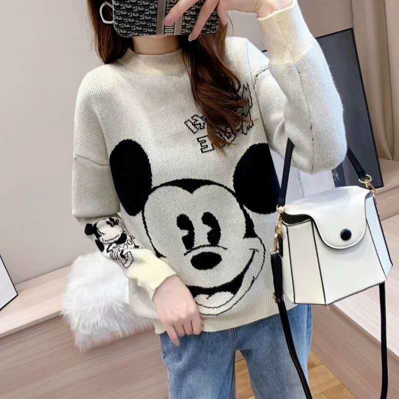 Áo len nư dáng rộng in hình chuột Mickey kute,siêu đáng yêu hàng Quảng Châu