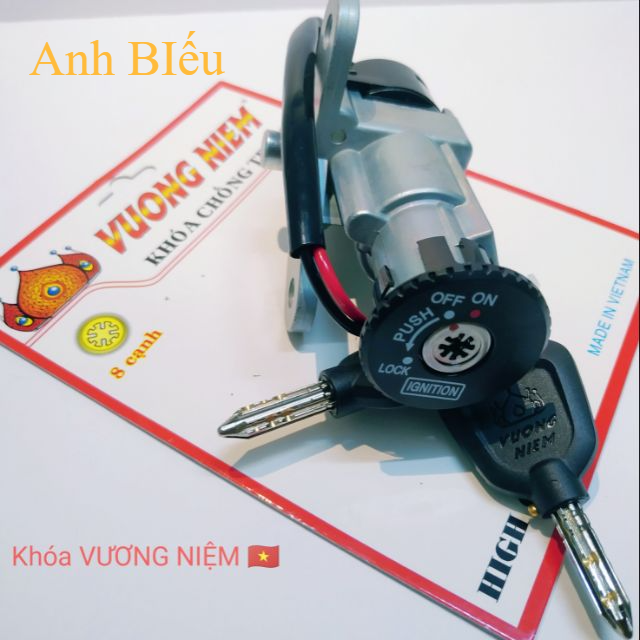 BỘ Ổ khóa máy xe Sirius Nhật -TQ 8 cạnh ( chống bẻ khóa , chống cướp ) hiệu VƯƠNG NIỆM