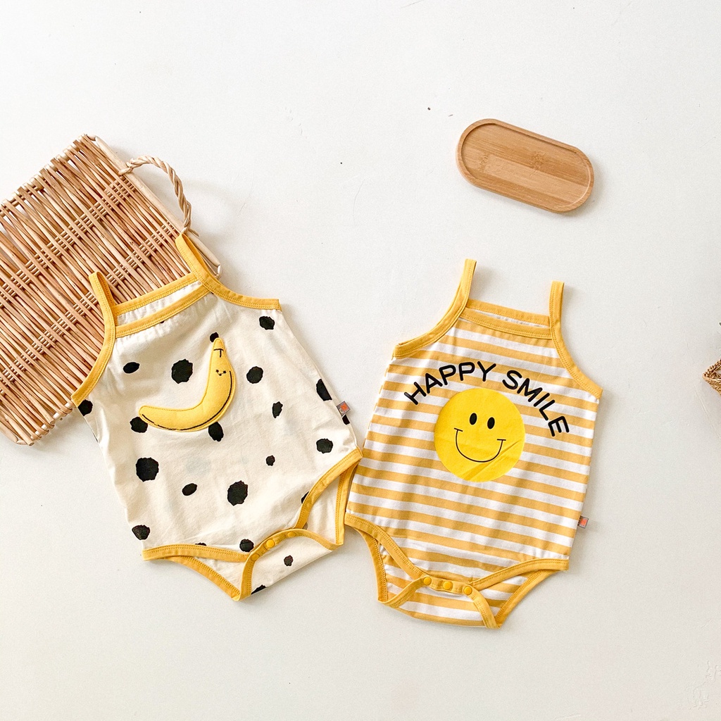 Áo liền quần hai dây in họa tiết hoa dễ thương cho bé gái sơ sinh