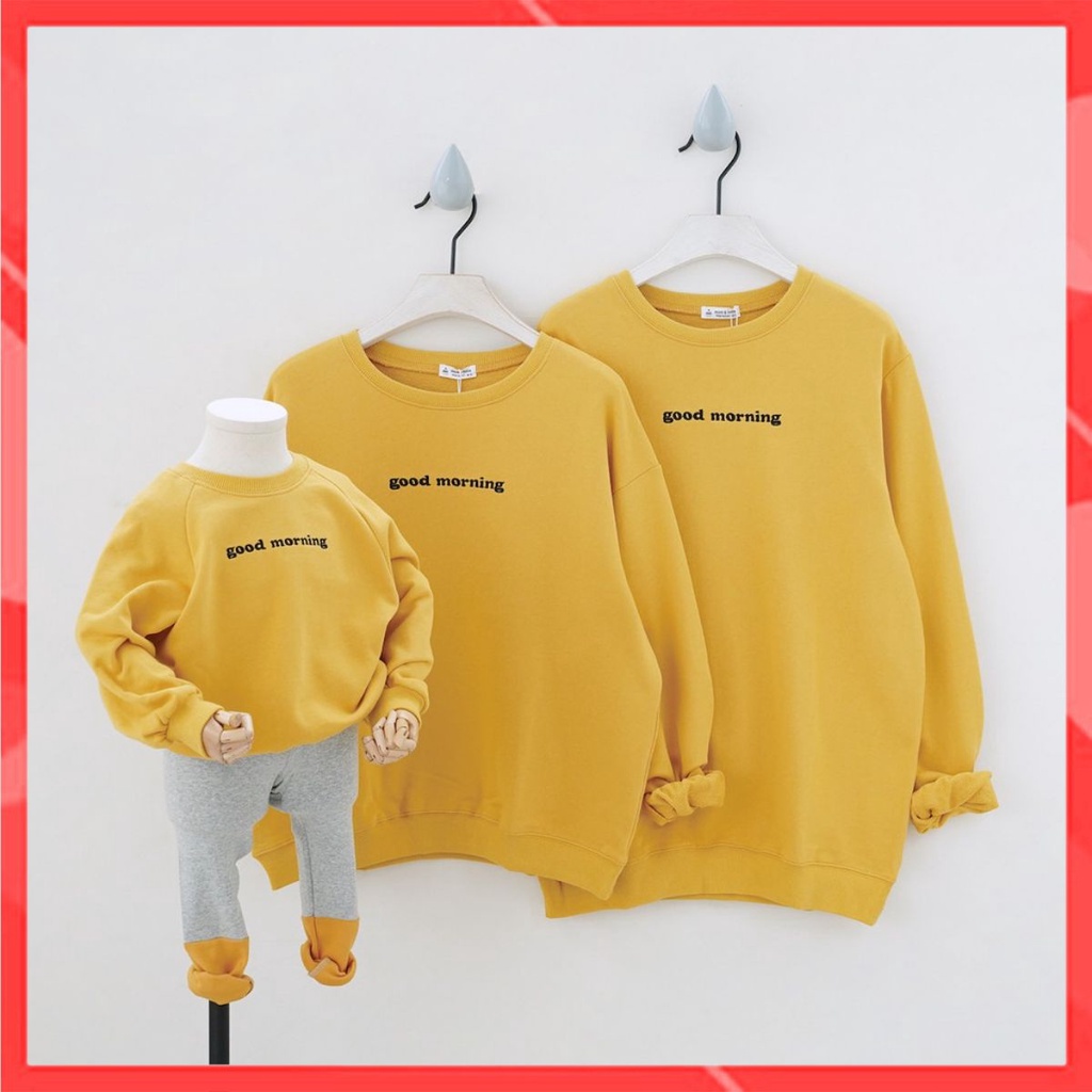 Áo Hoodie Gia Đình Familylove - Áo Hoodie Good Morning Dễ Thương Chất Liệu Nỉ Da Cá Cao Cấp