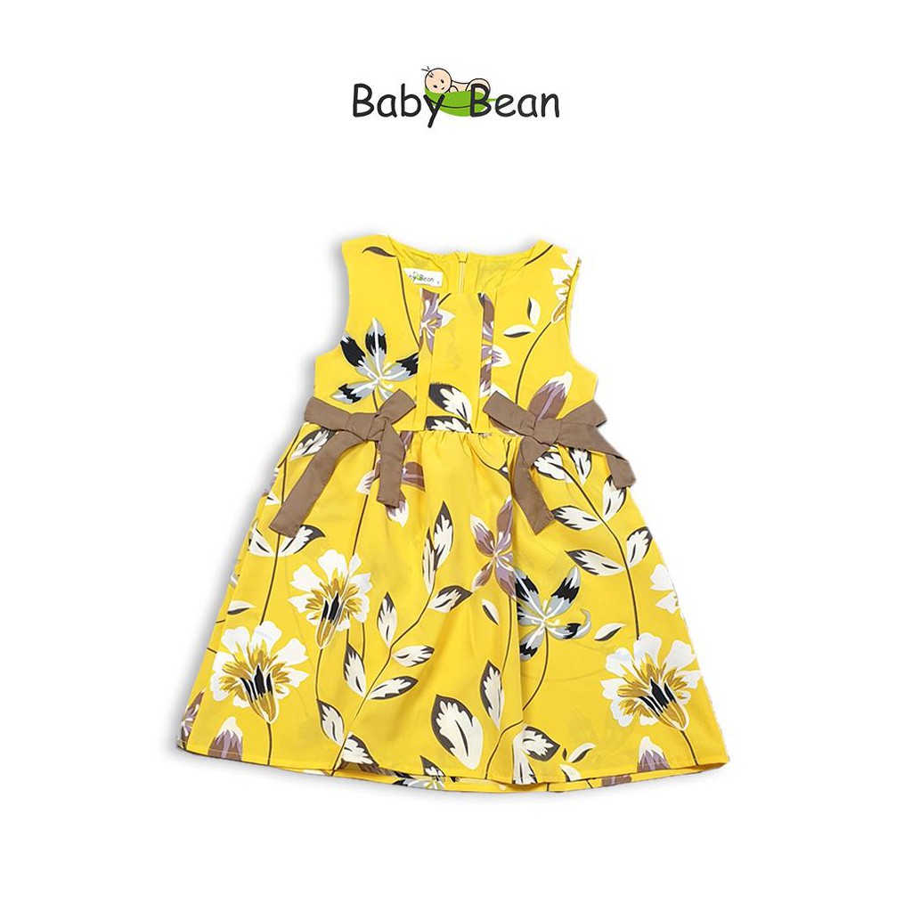 Váy Đầm Lụa Thắt Nơ Eo Bé Gái BabyBean