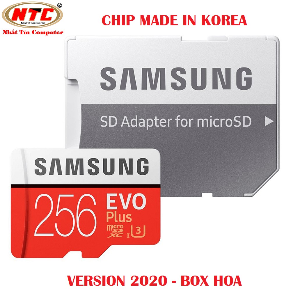 Thẻ nhớ MicroSDXC Samsung Evo Plus 256GB U3 4K R130MB/s W90MB/s - box Hoa New 2022 (trắng) Kèm Adapter