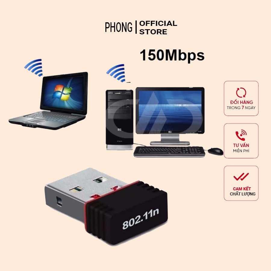 USB bắt wifi cho pc LB-Link WN151 | thu sóng wifi cho máy tính để bàn, láp tốp không cần cài đặt