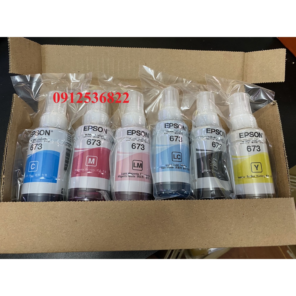 Bộ mực in 6 màu máy in Epson L805/ L800/ L1800/ L850 mã 673