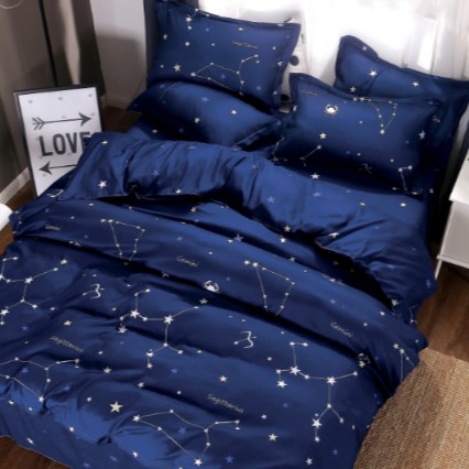 Bộ Chăn Ga Giường Accasa 03-05 Món Cotton Poly Modern Constellation Story 550 Sợi Chống Phai Nhăn Xù Lông Malaysia