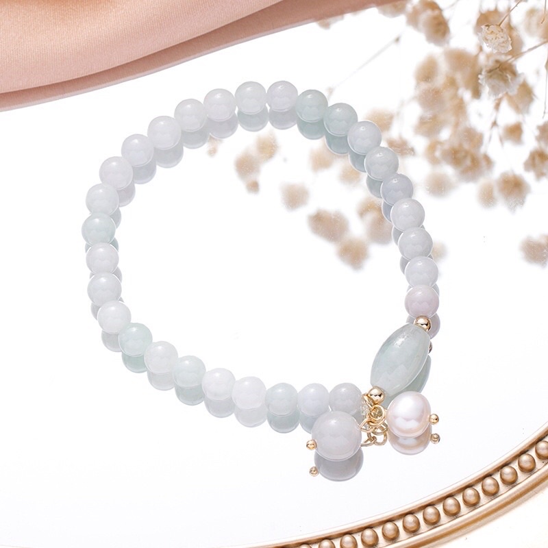 Vòng tay đá phối hạt ngọc trai nhân tạo 8ly trang nhã