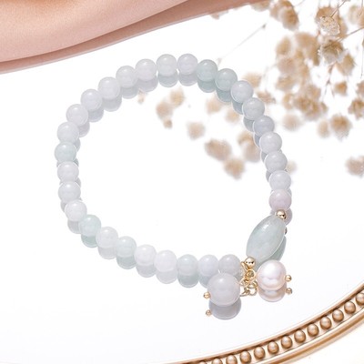 Vòng Tay Đá Cẩm Thạch Type A Phối Hạt Ngọc Trai Nước Ngọt 8ly Trang Nhã - Ngọc Trai Trường Thịnh