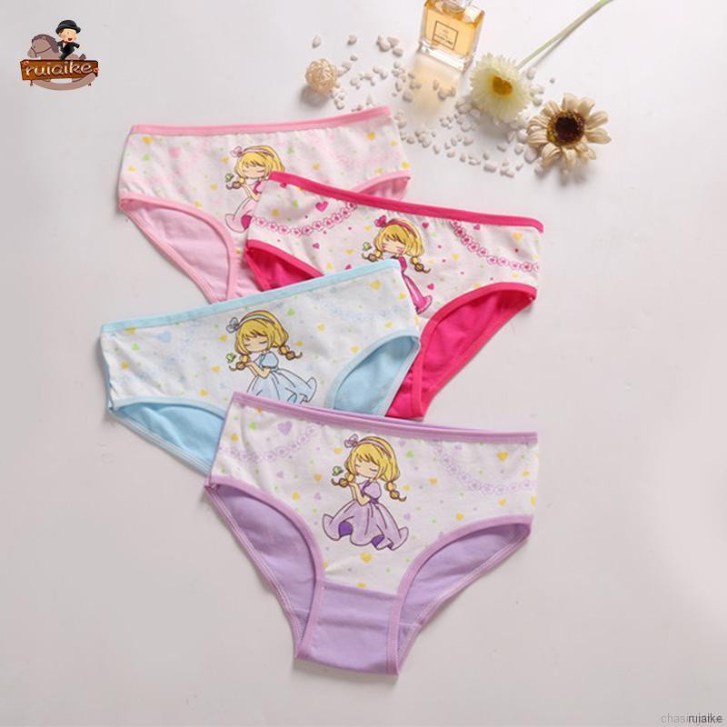 Bộ 4 Quần Lót Cotton In Hình Cáo Hoạt Hình 11 Kiểu Cho Bé Gái