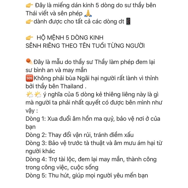 Miếng dán 5 dòng kinh may mắn Thái Lan
