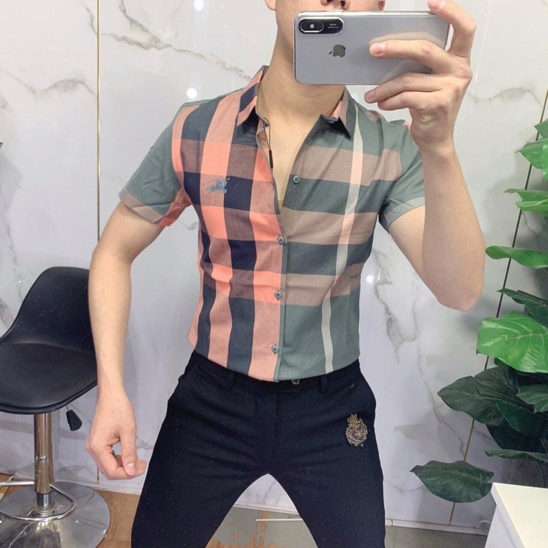 [HÀNG CAO CẤP] Áo sơ mi nam ngắn tay BBR kẻ nhiều màu caro ,chất liệu cotton thoáng mát, không nhăn, không bai xù