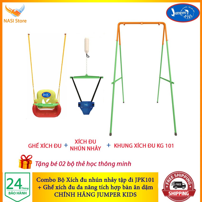 [GIẢM 50K mã BAC50KK] Combo Bộ Xích đu nhún nhảy tập đi Jumper Kids JPG101+ Ghế Xích đu đa năng tích hợp Bàn Ăn dặm