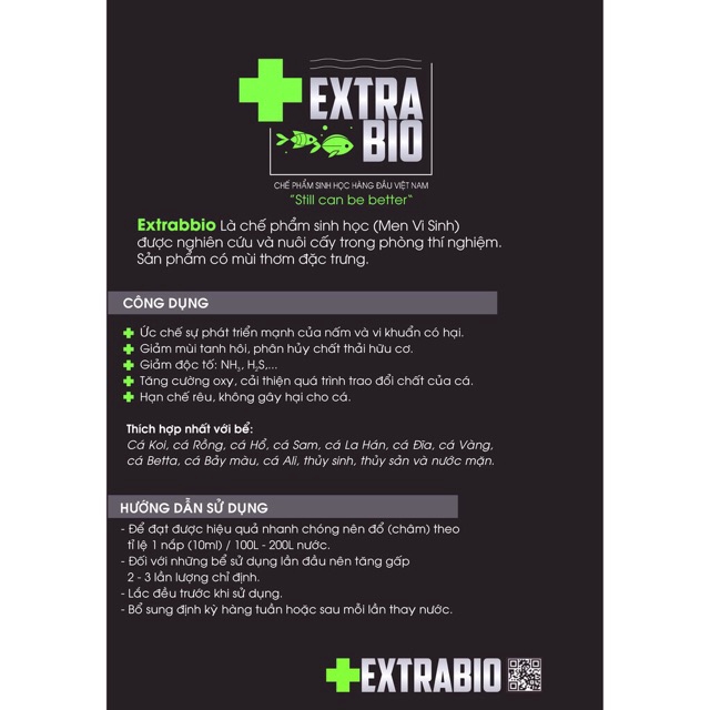 Men Vi Sinh Extra Bio cao cấp cho cá cảnh  Vi Sinh ExtraBio