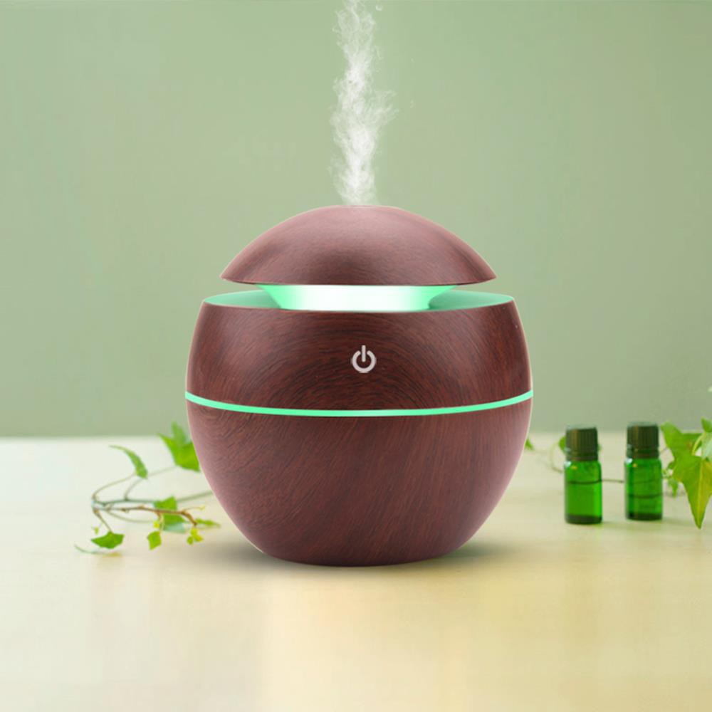 Máy khuếch tán tinh dầu mini vân gỗ cao cấp dùng cho gia đình - Máy phun sương tạo ẩm, lọc không khí dùng được trên ô tô