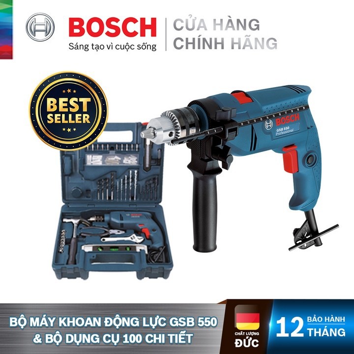 Bộ máy khoan động lực Bosch GSB 550 SET 100 món