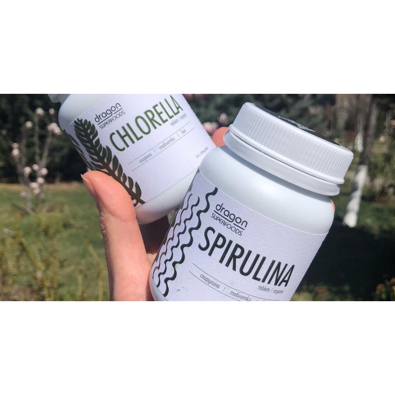 Tảo Spirulina và Chlorella hữu cơ dạng viên 80gr (200 tabsx400mg) - Dragon Superfoods