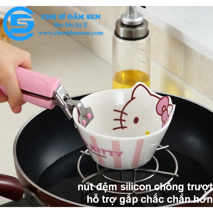 (CaoCấp nút đệm silicon)Kẹp Gắp Đồ Nóng, Đồ Hấp KIM LOẠI Thông Minh - Dụng Cụ Gắp Inox Có Lò Xo G309-Kepnong