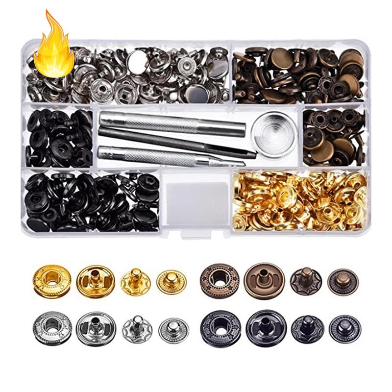 Bộ 100 nút bấm bằng kim loại với 4 màu sắc cỡ 12.5mm chuyên dụng cho quần áo/ túi xách