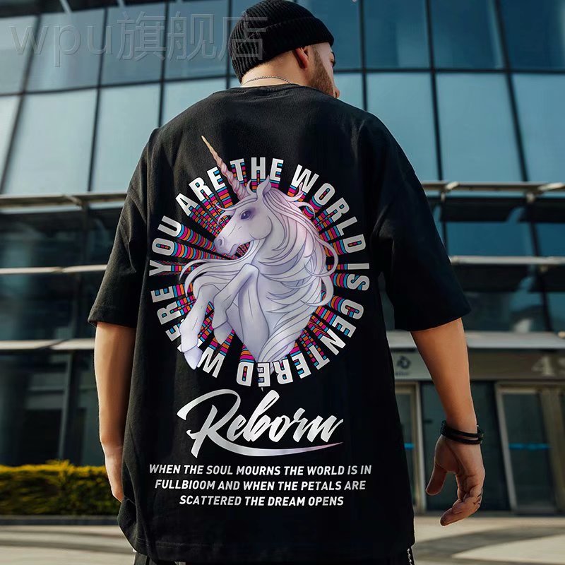 Áo Thun Tay Ngắn In Hình Kỳ Lân Đáng Yêu Cho Nữ Size M-8Xl