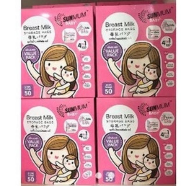 Túi Trữ Sữa SunMum Thái Lan Loại 50 túi mẫu mới 2018