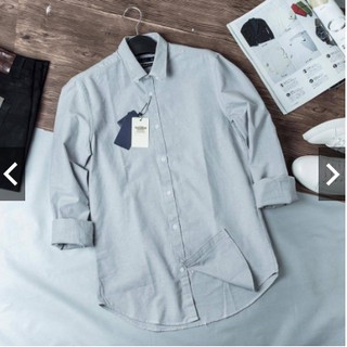 Áo sơ mi nam dài tay xám, vải oxford nhám cao cấp (Slim Fit)