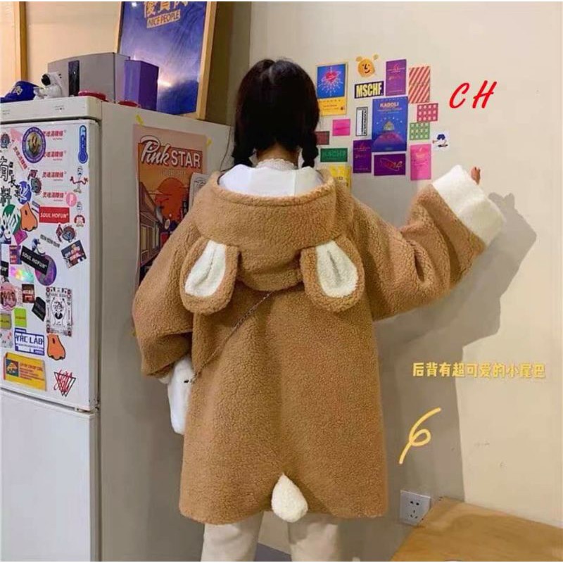 Áo khoác gấu lông có tai, đuôi cute Un.style | BigBuy360 - bigbuy360.vn