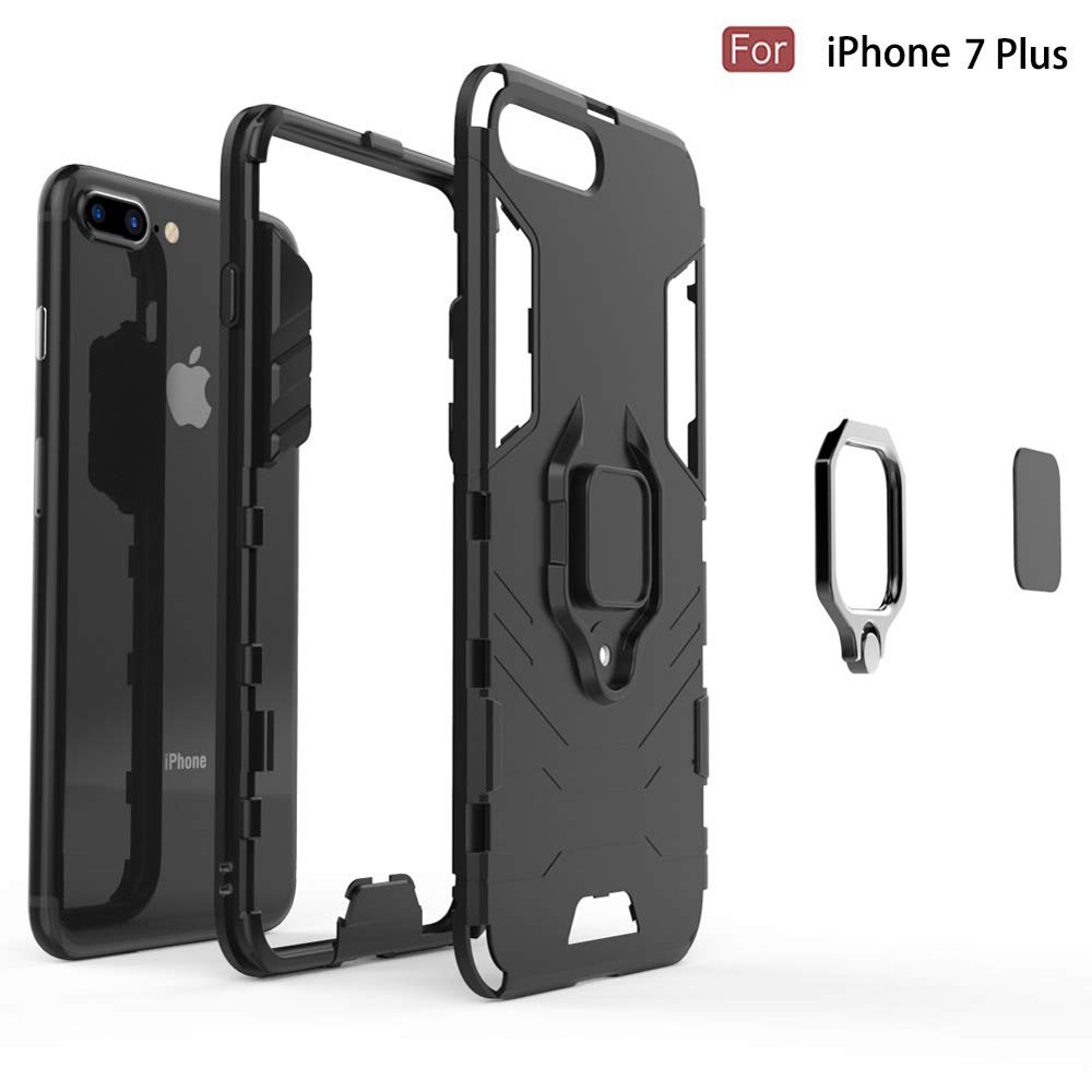 Ốp lưng iPhone 7 Plus / iPhone 8 Plus iron man chống sốc kèm nhẫn iring chống xem video bảo vệ camera