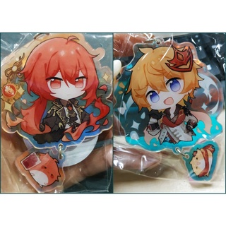 Genshin Impact Móc khóa Huy hiệu chibi hamster lấp lánh Zhongli Xiao Venti Diluc Childe Aether Keqing Ayaka