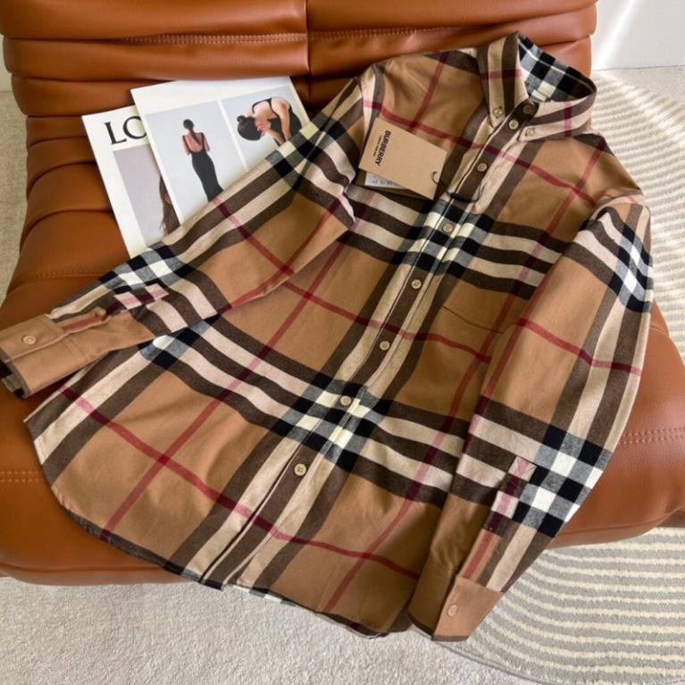 Áo sơ mi nữ dài tay form rộng kẻ sọc thương hiệu Burberry 2021 cao cấp New
