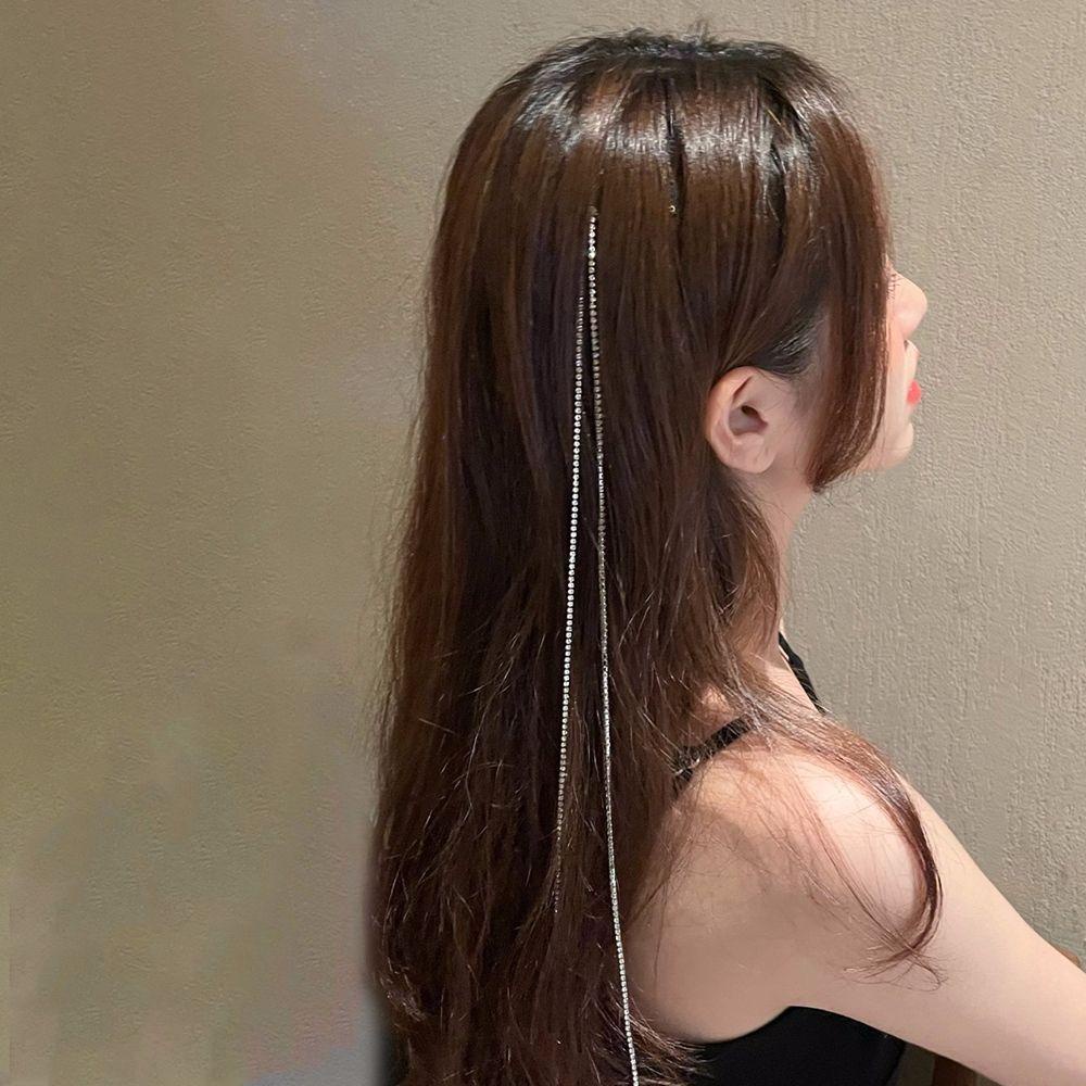 Dây Buộc Tóc Đuôi Ngựa Bện Bằng Hợp Kim Đính Đá Nhiều Màu Sắc Cá Tính Cho Nữ