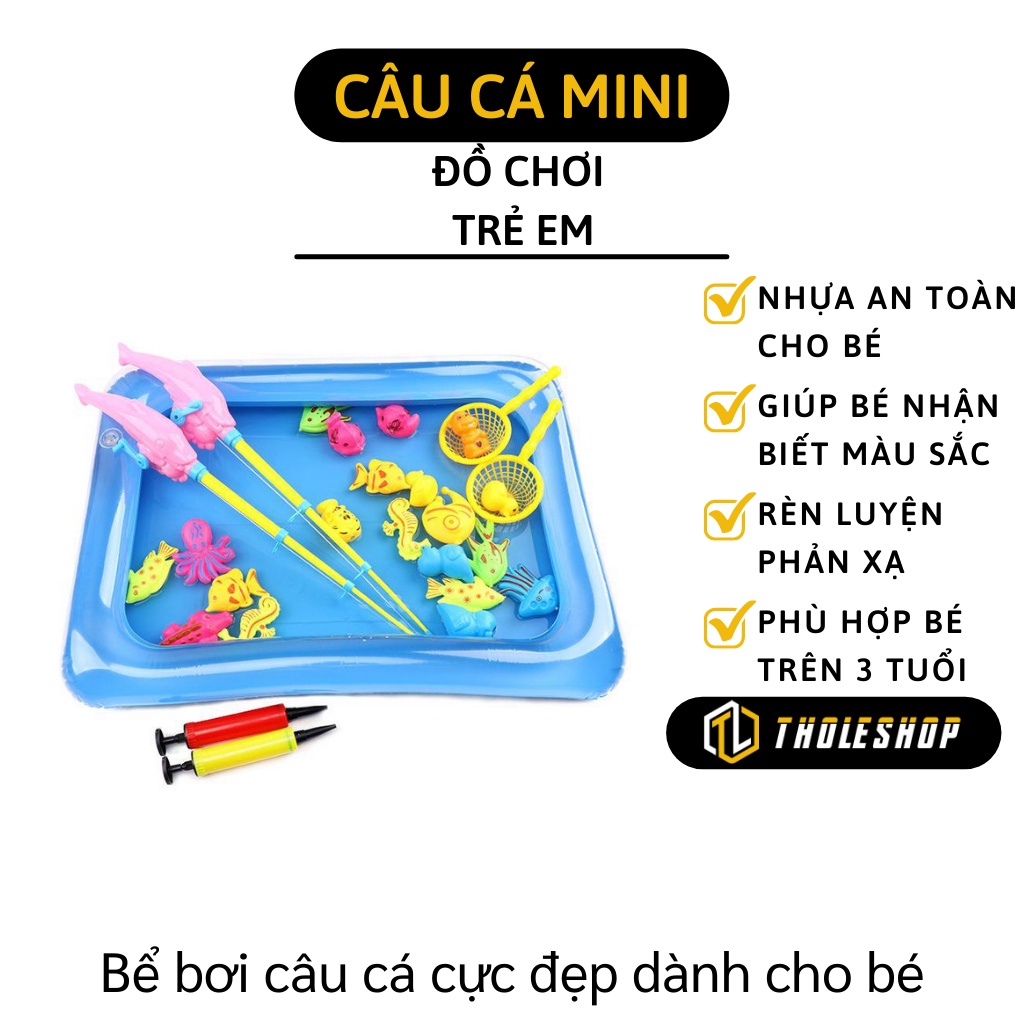 Đồ Chơi Câu Cá - Bộ Bể Phao Câu Cá Nam Châm Cho Bé Trên 3 Tuổi Kèm Rổ Và Bơm 7256