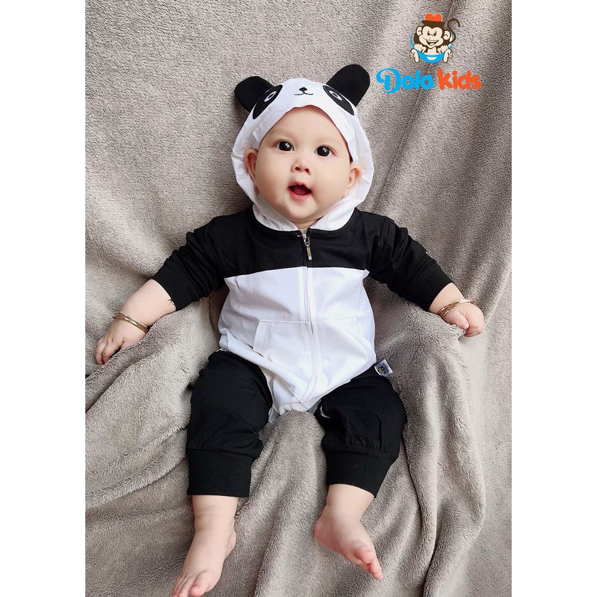 Quần áo trẻ em, trẻ sơ sinh hình thú Gấu Panda vải cotton dài tay cho bé 4 - 15 kg