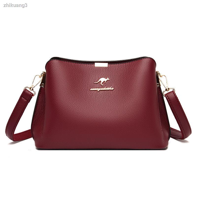 Túi Boutique Bé Gái Kangaroo Da Thật Túi Nữ 2021 Túi Xô Dung Tích Lớn Một Vai Phù Hợp Với Người Trung Niên Túi Mẹ Bò
