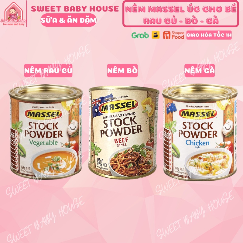 Hạt nêm cho bé ăn dặm Massel Úc 168g từ 6 tháng. Date 10/2024 - Sweet Baby House