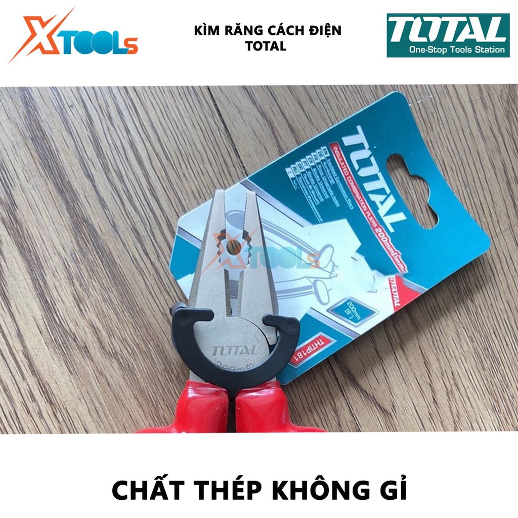 Kềm răng cách điện TOTAL |  kềm cách điện Size:7&quot;/180mm Kiểm tra 10000V dùng để kẹp, cắt vặn, quấn, tháo các chi tiết, d